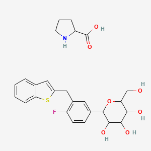 2-[3-(1-benzothiophen-2-ylmethyl)-4-fluorophenyl]-6-(hydroxymethyl)oxane-3,4,5-triol;pyrrolidine-2-carboxylic acid