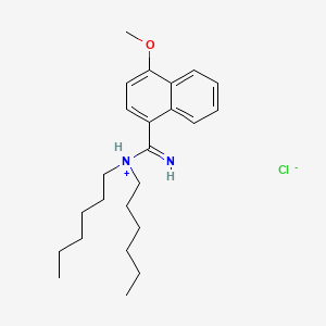 molecular formula C24H37ClN2O B12815363 N,N-Dihexyl-4-methoxy-1-naphthamidine hydrochloride CAS No. 63766-28-9