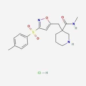 N-Methyl-3-((3-tosylisoxazol-5-yl)methyl)piperidine-3-carboxamide hydrochloride