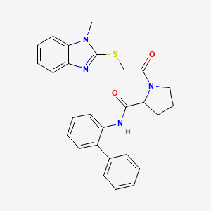 1-[2-(1-methylbenzimidazol-2-yl)sulfanylacetyl]-N-(2-phenylphenyl)pyrrolidine-2-carboxamide