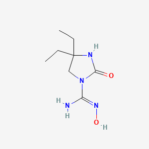 molecular formula C8H16N4O2 B12815833 4,4-Diethyl-N-hydroxy-2-oxoimidazolidine-1-carboximidamide CAS No. 686255-91-4