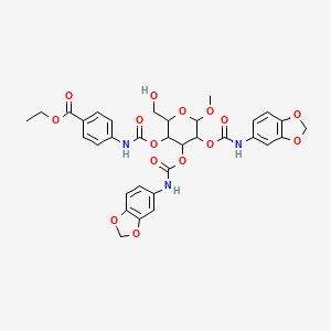 Ethyl 4-[[4,5-bis(1,3-benzodioxol-5-ylcarbamoyloxy)-2-(hydroxymethyl)-6-methoxyoxan-3-yl]oxycarbonylamino]benzoate