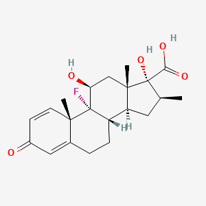 B1281607 (8S,10S,11S,13S,14S,16S)-9-Fluoro-11,17-dihydroxy-10,13,16-trimethyl-3-oxo-6,7,8,11,12,14,15,16-octahydrocyclopenta(a)phenanthrene-17-carboxylic acid CAS No. 37926-75-3