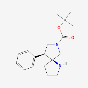 molecular formula C18H26N2O2 B12816236 Tert-butyl (5S,9S)-9-phenyl-1,7-diazaspiro[4.4]nonane-7-carboxylate 