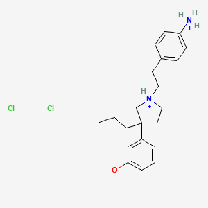 molecular formula C22H32Cl2N2O B12816239 Aniline, p-(2-(3-(m-methoxyphenyl)-3-propyl-1-pyrrolidinyl)ethyl)-, dihydrochloride CAS No. 1945-00-2