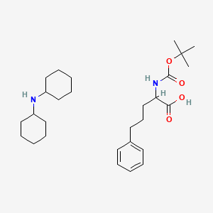 molecular formula C28H46N2O4 B12816342 N-cyclohexylcyclohexanamine;2-[(2-methylpropan-2-yl)oxycarbonylamino]-5-phenylpentanoic acid 