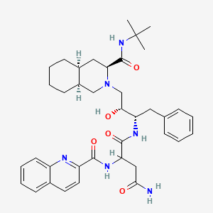 molecular formula C38H50N6O5 B12816396 N-[(2S,3R)-4-[(3S,4aS,8aS)-3-(tert-butylcarbamoyl)-3,4,4a,5,6,7,8,8a-octahydro-1H-isoquinolin-2-yl]-3-hydroxy-1-phenylbutan-2-yl]-2-(quinoline-2-carbonylamino)butanediamide 