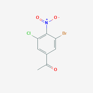 molecular formula C8H5BrClNO3 B12816423 1-(3-Bromo-5-chloro-4-nitrophenyl)ethan-1-one 