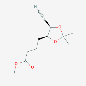 molecular formula C12H18O4 B12816514 Methyl 4-((4S,5R)-5-ethynyl-2,2-dimethyl-1,3-dioxolan-4-yl)butanoate 