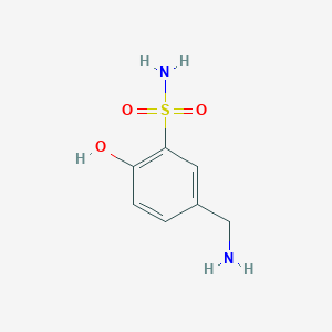 molecular formula C7H10N2O3S B12816633 5-(Aminomethyl)-2-hydroxybenzenesulfonamide 