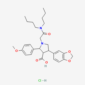 molecular formula C29H39ClN2O6 B12816672 4-(1,3-benzodioxol-5-yl)-1-[2-(dibutylamino)-2-oxoethyl]-2-(4-methoxyphenyl)pyrrolidine-3-carboxylic acid;hydrochloride 