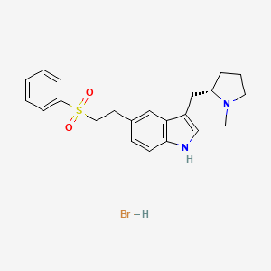 molecular formula C22H27BrN2O2S B12816836 5-[2-(benzenesulfonyl)ethyl]-3-[[(2S)-1-methylpyrrolidin-2-yl]methyl]-1H-indole;hydrobromide 