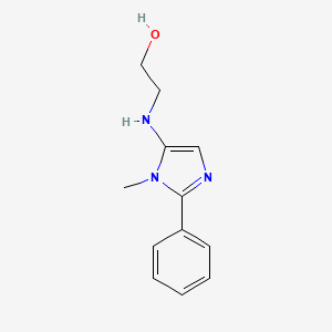 molecular formula C12H15N3O B12817041 2-((1-Methyl-2-phenyl-1H-imidazol-5-yl)amino)ethanol 