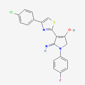 molecular formula C19H13ClFN3OS B12817076 5-Amino-4-[4-(4-chloro-phenyl)-thiazol-2-yl]-1-(4-fluoro-phenyl)-1,2-dihydro-pyrrol-3-one 