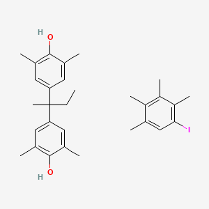 molecular formula C30H39IO2 B12817141 4-[2-(4-Hydroxy-3,5-dimethylphenyl)butan-2-yl]-2,6-dimethylphenol;1-iodo-2,3,4,5-tetramethylbenzene 