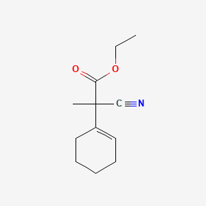 molecular formula C12H17NO2 B12817226 Ethyl 2-cyano-2-(cyclohex-1-enyl)propionate CAS No. 67105-42-4