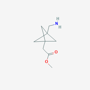 molecular formula C9H15NO2 B12817262 Methyl 2-(3-(aminomethyl)bicyclo[1.1.1]pentan-1-yl)acetate 