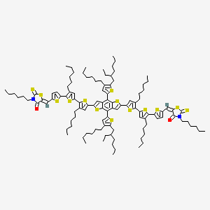 (5Z)-5-[[5-[5-[5-[4,8-bis[5-(2-ethylhexyl)-4-hexylthiophen-2-yl]-2-[4-hexyl-5-[4-hexyl-5-[5-[(E)-(3-hexyl-4-oxo-2-sulfanylidene-1,3-thiazolidin-5-ylidene)methyl]thiophen-2-yl]thiophen-2-yl]thiophen-2-yl]thieno[2,3-f][1]benzothiol-6-yl]-3-hexylthiophen-2-yl]-3-hexylthiophen-2-yl]thiophen-2-yl]methylidene]-3-hexyl-2-sulfanylidene-1,3-thiazolidin-4-one