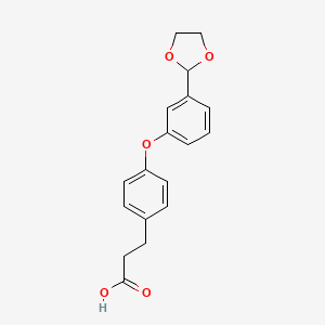 molecular formula C18H18O5 B12817344 3-(4-(3-(1,3-Dioxolan-2-yl)phenoxy)phenyl)propanoic acid 