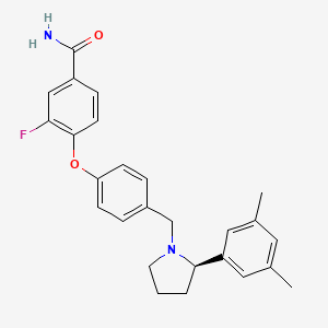 4-[4-[[(2R)-2-(3,5-dimethylphenyl)pyrrolidin-1-yl]methyl]phenoxy]-3-fluorobenzamide