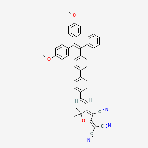 molecular formula C46H35N3O3 B12817456 2-(4-(2-(4'-(2,2-Bis(4-methoxyphenyl)-1-phenylvinyl)-[1,1'-biphenyl]-4-yl)vinyl)-3-cyano-5,5-dimethylfuran-2(5H)-ylidene)malononitrile 