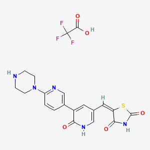 molecular formula C20H18F3N5O5S B12817472 5-((2-Oxo-6'-(piperazin-1-yl)-1,2-dihydro-[3,3'-bipyridin]-5-yl)methylene)thiazolidine-2,4-dione 2,2,2-trifluoroacetate 