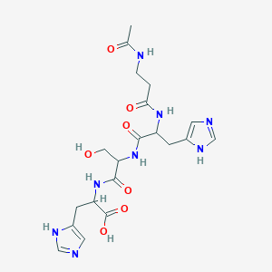 molecular formula C20H28N8O7 B12817490 (2S)-2-[[(2S)-2-[[(2S)-2-(3-acetamidopropanoylamino)-3-(1H-imidazol-5-yl)propanoyl]amino]-3-hydroxypropanoyl]amino]-3-(1H-imidazol-5-yl)propanoic acid 