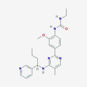 molecular formula C24H30N6O2 B12817555 1-ethyl-3-[2-methoxy-4-[5-methyl-4-[[(1S)-1-pyridin-3-ylbutyl]amino]pyrimidin-2-yl]phenyl]urea 