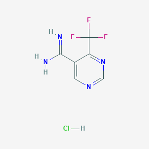 molecular formula C6H6ClF3N4 B12817599 4-(Trifluoromethyl)pyrimidine-5-carboximidamide hydrochloride 