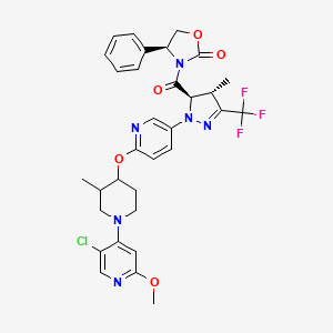 (4S)-3-((4S,5R)-1-(6-((1-(5-Chloro-2-methoxypyridin-4-yl)-3-methylpiperidin-4-yl)oxy)pyridin-3-yl)-4-methyl-3-(trifluoromethyl)-4,5-dihydro-1H-pyrazole-5-carbonyl)-4-phenyloxazolidin-2-one