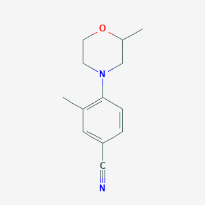 molecular formula C13H16N2O B12817688 3-Methyl-4-(2-methylmorpholin-4-yl)benzonitrile 