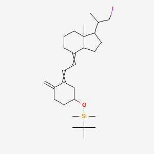 molecular formula C28H47IOSi B12817761 tert-Butyl-(3-{2-[1-(2-iodo-1-methyl-ethyl)-7a-methyloctahydroinden-4-ylidene]-ethylidene}-4-methylenecyclohexyloxy)-dimethylsilane 