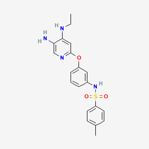 molecular formula C20H22N4O3S B12817822 N-(3-((5-Amino-4-(ethylamino)pyridin-2-yl)oxy)phenyl)-4-methylbenzenesulfonamide 