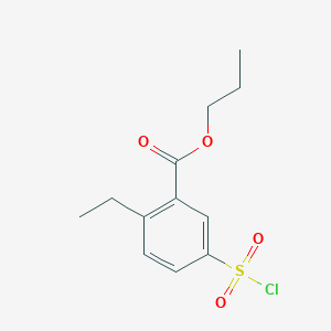 molecular formula C12H15ClO4S B12818227 Propyl 5-(chlorosulfonyl)-2-ethylbenzoate 