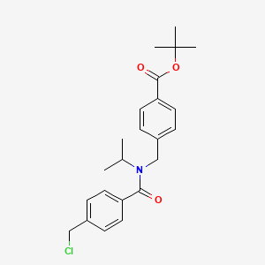 molecular formula C23H28ClNO3 B12818355 tert-Butyl 4-((4-(chloromethyl)-N-isopropylbenzamido)methyl)benzoate 