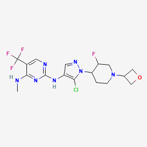 molecular formula C17H20ClF4N7O B12818360 N2-(5-chloro-1-(3-fluoro-1-(oxetan-3-yl)piperidin-4-yl)-1H-pyrazol-4-yl)-N4-methyl-5-(trifluoromethyl)pyrimidine-2,4-diamine 