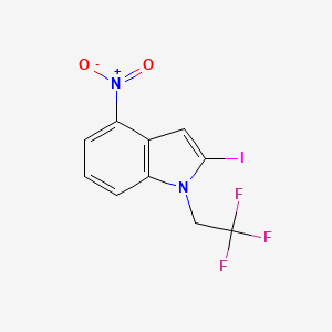 molecular formula C10H6F3IN2O2 B12818478 2-Iodo-4-nitro-1-(2,2,2-trifluoroethyl)indole 