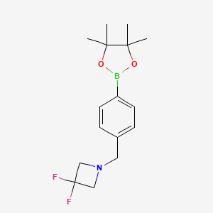 molecular formula C16H22BF2NO2 B12818535 3,3-Difluoro-1-{[4-(tetramethyl-1,3,2-dioxaborolan-2-yl)phenyl]methyl}azetidine 