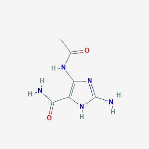 molecular formula C6H9N5O2 B12818617 4-acetamido-2-amino-1H-imidazole-5-carboxamide 