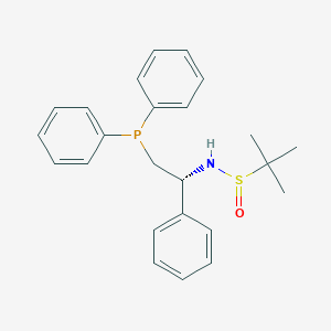 molecular formula C24H28NOPS B12818777 (R)-N-((R)-2-(Diphenylphosphanyl)-1-phenylethyl)-2-methylpropane-2-sulfinamide 