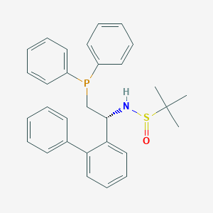 molecular formula C30H32NOPS B12818794 (R)-N-((R)-1-([1,1'-Biphenyl]-2-yl)-2-(diphenylphosphanyl)ethyl)-2-methylpropane-2-sulfinamide 