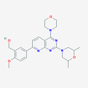 [5-[2-[(2R,6S)-2,6-dimethylmorpholin-4-yl]-4-morpholin-4-ylpyrido[2,3-d]pyrimidin-7-yl]-2-methoxyphenyl]methanol