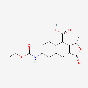 molecular formula C17H25NO6 B12819073 (3R,3aR,4S,4aR,7R,8aR,9aR)-7-((ethoxycarbonyl)amino)-3-methyl-1-oxododecahydronaphtho[2,3-c]furan-4-carboxylicacid 