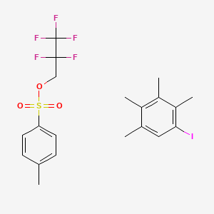 molecular formula C20H22F5IO3S B12819122 1-Iodo-2,3,4,5-tetramethylbenzene;2,2,3,3,3-pentafluoropropyl 4-methylbenzenesulfonate 