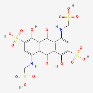 molecular formula C16H14N2O16S4 B12819138 9,10-Dihydro-1,5-dihydroxy-9,10-dioxo-4,8-bis((sulphomethyl)amino)anthracene-2,6-disulphonic acid CAS No. 95008-84-7