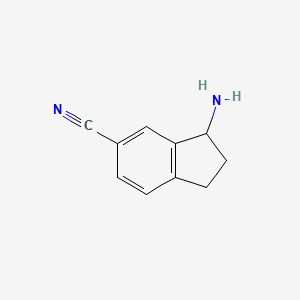 molecular formula C10H10N2 B12819231 3-amino-2,3-dihydro-1H-indene-5-carbonitrile 