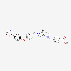 molecular formula C29H27N3O4 B12819283 4-[[5-[[4-[4-(1,3-Oxazol-2-yl)phenoxy]phenyl]methyl]-2,5-diazabicyclo[2.2.1]heptan-2-yl]methyl]benzoic acid 