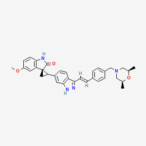 (1R)-2-{3-[(E)-2-(4-{[(2R,6S)-2,6-dimethylmorpholin-4-yl]methyl}phenyl)ethenyl]-1H-indazol-6-yl}-1-(3-methoxyphenyl)cyclopropane-1-carbaldehyde