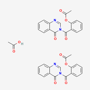 4(3H)-Quinazolinone, 3-(o-hydroxybenzoyl)-, acetate, hemiacetate