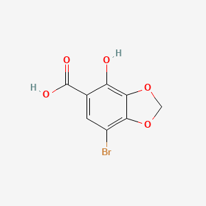 molecular formula C8H5BrO5 B12819820 7-Bromo-4-hydroxybenzo[d][1,3]dioxole-5-carboxylic acid 